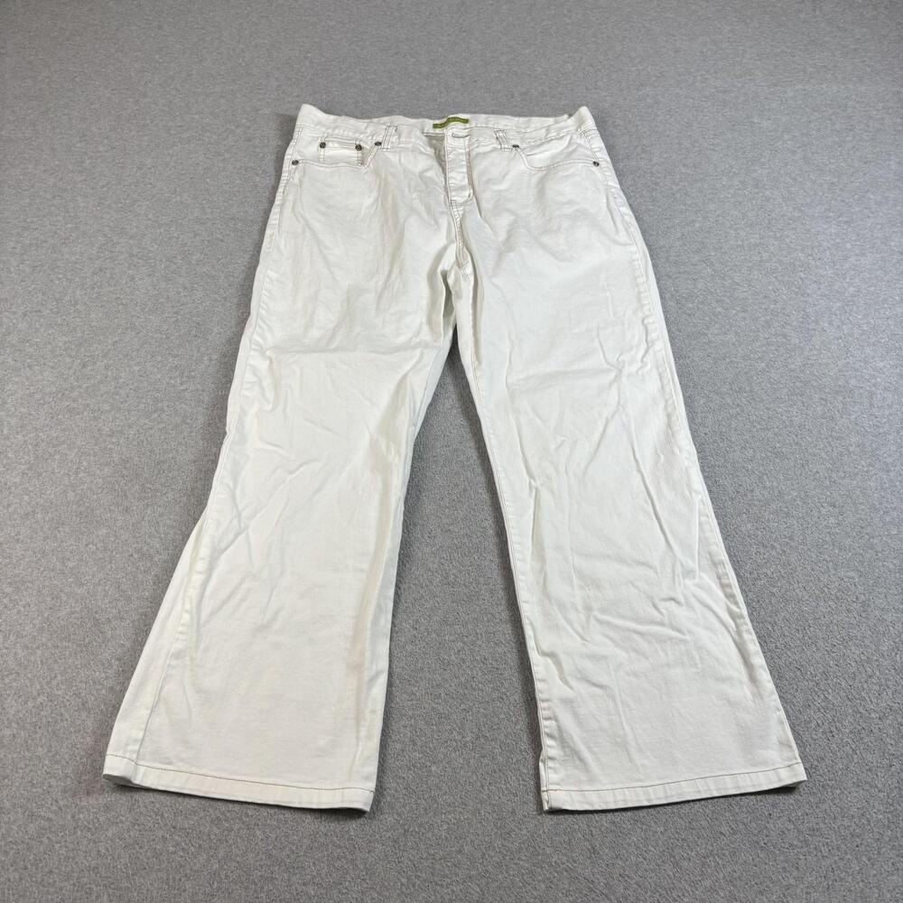 Sigrid Olsen Jeans Women 14 White Relaxed Wide Leg Stretch Cropped Denim Coastal